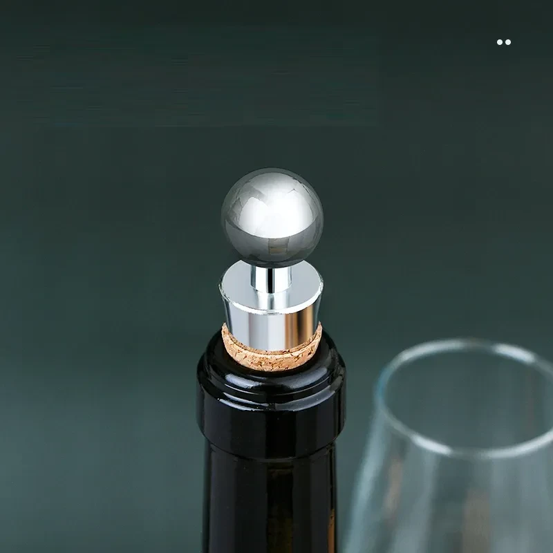 Premium Metal Cork Wine Stopper – Zinc Alloy & Wood Round Head Sealed Bottle Cap