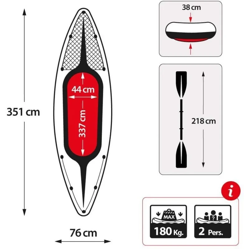 Inflatable 2-Person PVC Kayak – Double Seat Raft with Air Pump