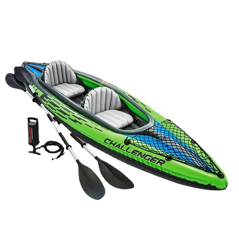 Inflatable 2-Person PVC Kayak – Double Seat Raft with Air Pump