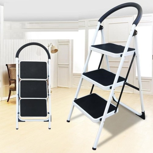 3-Step Folding Ladder Chair – Dual-Use Home Step Stool with Non-Slip Pedals and Thick Frame