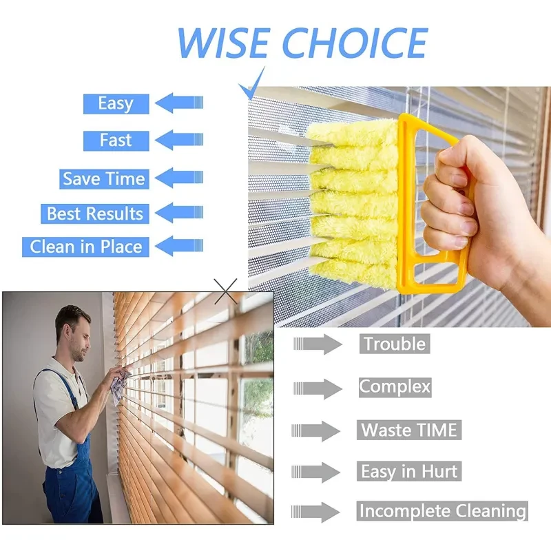 Removable Fiber Curtain Cleaning Brush – Washable Louver Dust Tool for Blinds and Home Surfaces