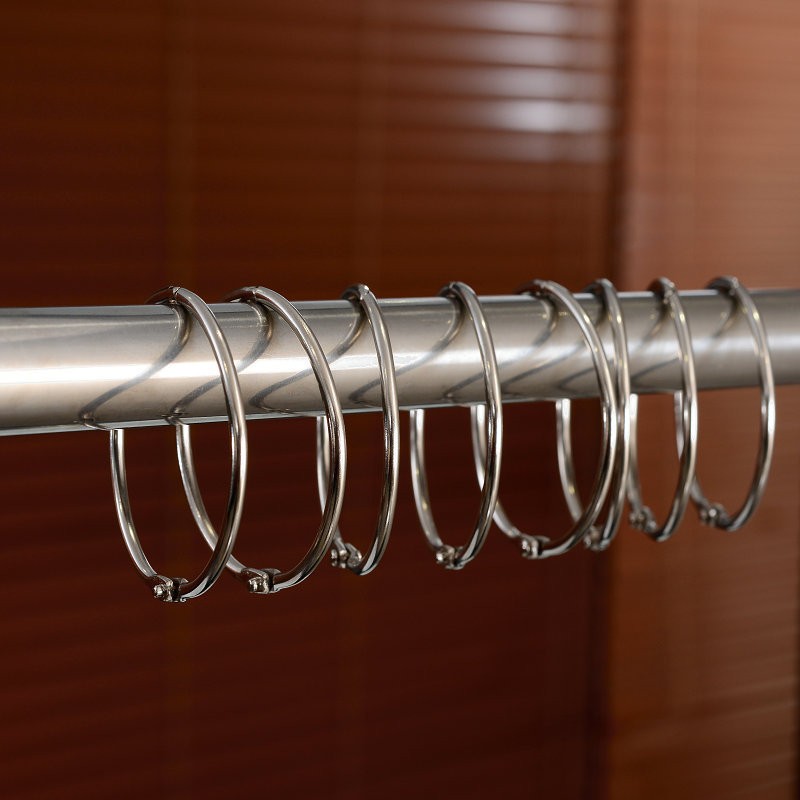 Stainless Steel Bathroom Curtain Rings – Rustproof Shower Hook Set for Bathroom Curtain Installation