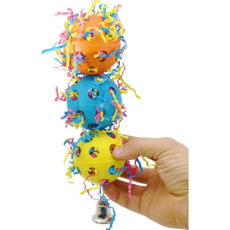 Colorful Bird Parrot Toy – Plastic Ball Chew String for Nibbling, Climbing, and Cage Enrichment
