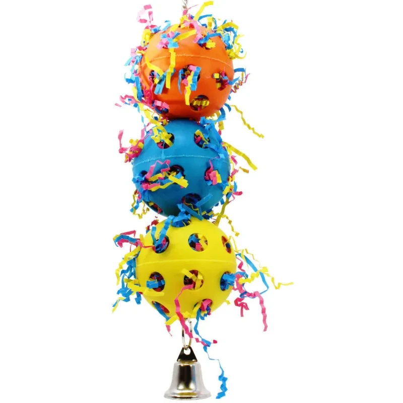 Colorful Bird Parrot Toy – Plastic Ball Chew String for Nibbling, Climbing, and Cage Enrichment