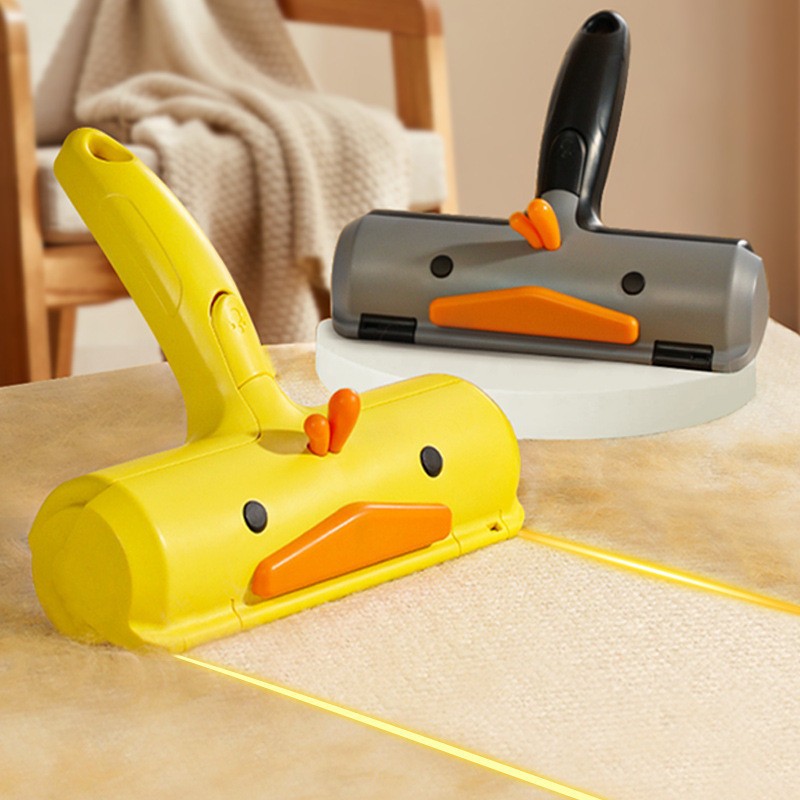 Small Yellow Duck Pet Hair Removal Brush – Sticky Roller for Cleaning Fur from Clothes & Furniture