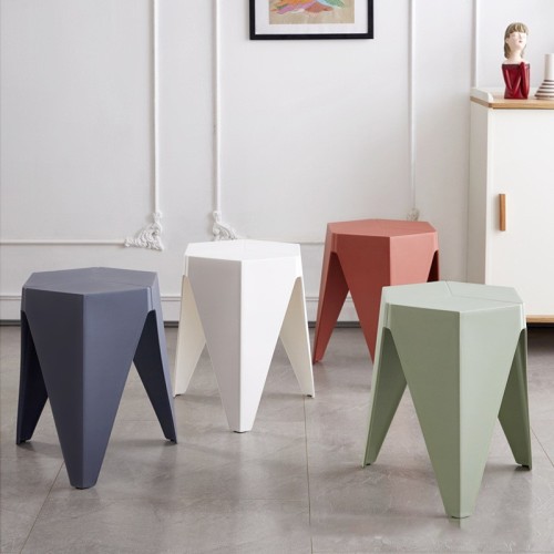 Nordic Stackable Household Plastic Stool – Thickened Round Dining Bench for Kitchen & Modern Interiors