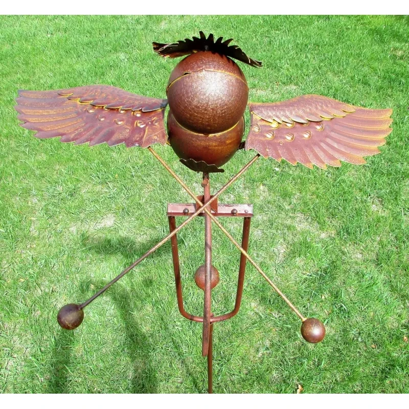 Owl Windmill Iron Bird Garden Decoration – Outdoor Metal Art for Lawn, Yard & Patio Decor
