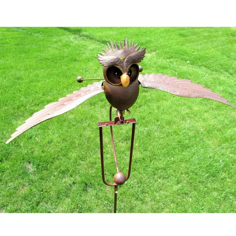 Owl Windmill Iron Bird Garden Decoration – Outdoor Metal Art for Lawn, Yard & Patio Decor