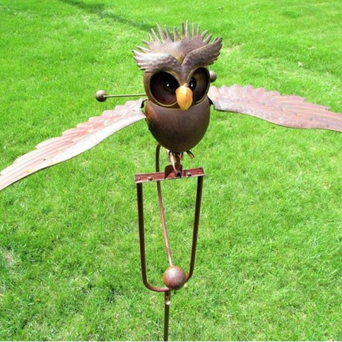 Owl Windmill Iron Bird Garden Decoration – Outdoor Metal Art for Lawn, Yard & Patio Decor