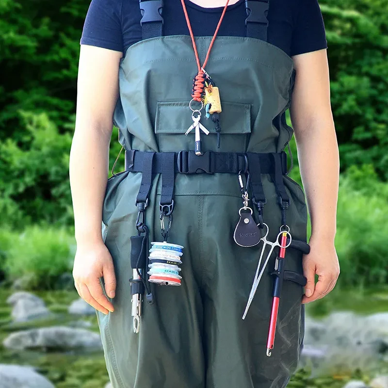 Adjustable Fishing Wader Belt β Outdoor Gear Strap with Plastic Buckle, D-Ring & Hook Attachment