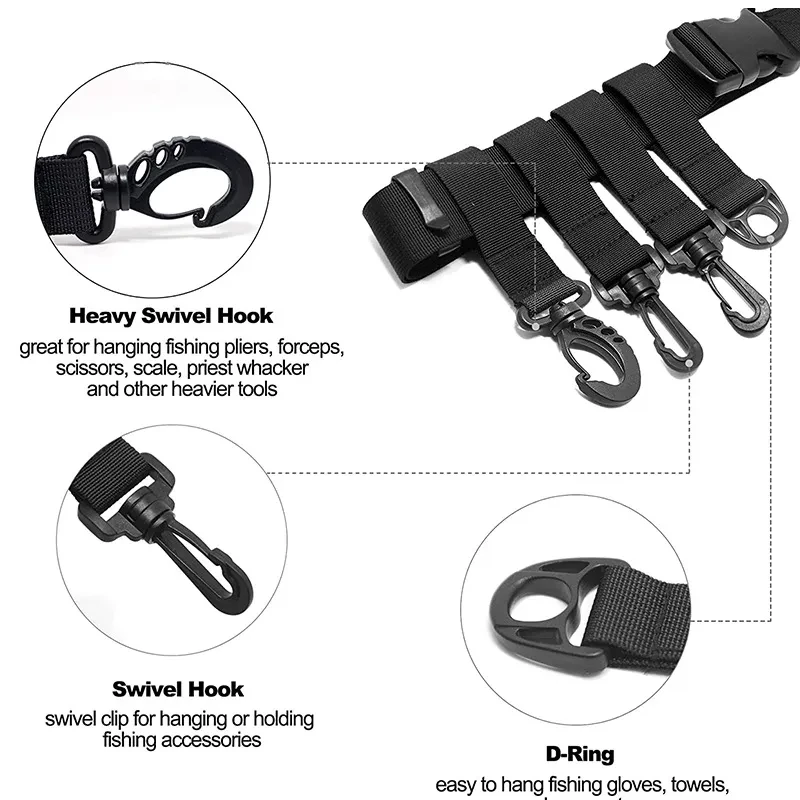 Adjustable Fishing Wader Belt β Outdoor Gear Strap with Plastic Buckle, D-Ring & Hook Attachment