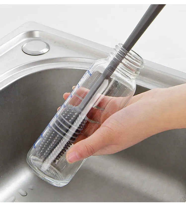 Household Silicone Cup Brush – Thickened Long Handle Nipple & Bottle Cleaning Brush with Hanging Design