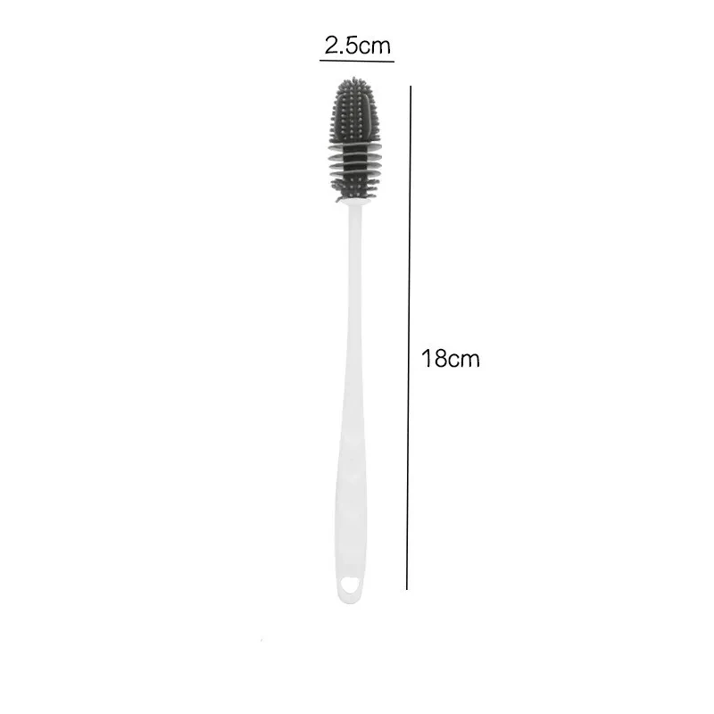 Household Silicone Cup Brush – Thickened Long Handle Nipple & Bottle Cleaning Brush with Hanging Design