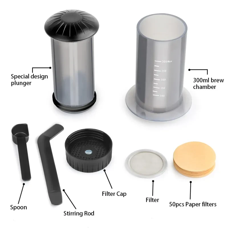 Portable Hand-Made AeroPress Coffee Pot – Lightweight Travel Manual Coffee Brewer