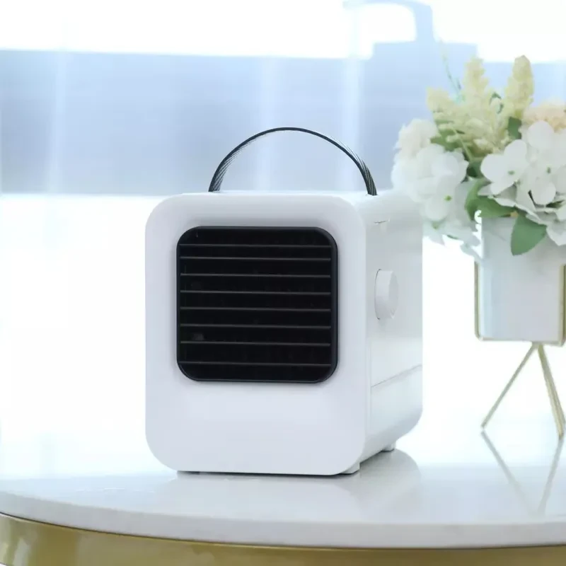 USB Portable Mini Air Conditioner Fan – Small Household Desk Cooler with Spray & 3-Speed Fan