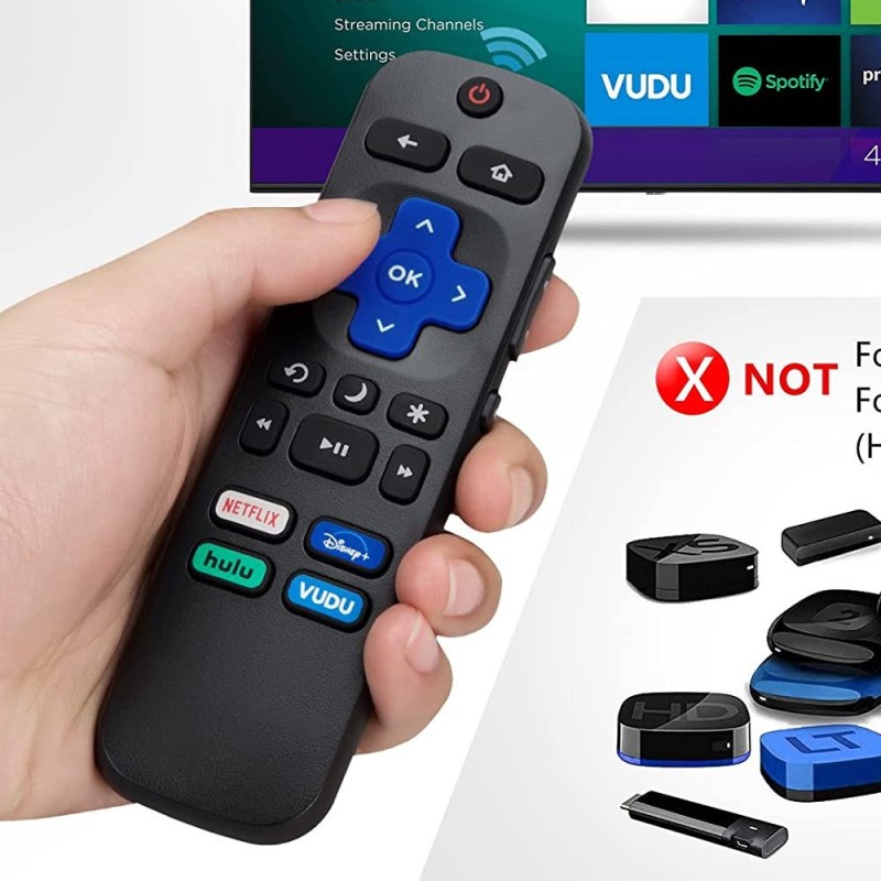 Onn Sharp RCA Westinghouse Roku TV Remote Control – Replacement with Netflix, Disney+, Hulu & Vudu Shortcut Buttons