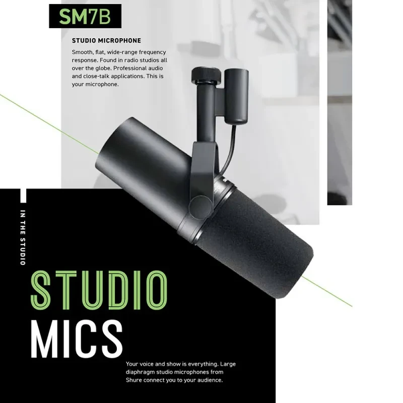 SM7B Studio Microphone – Professional Moving Coil Recording Mic for Broadcasting, Podcasts & Vocals