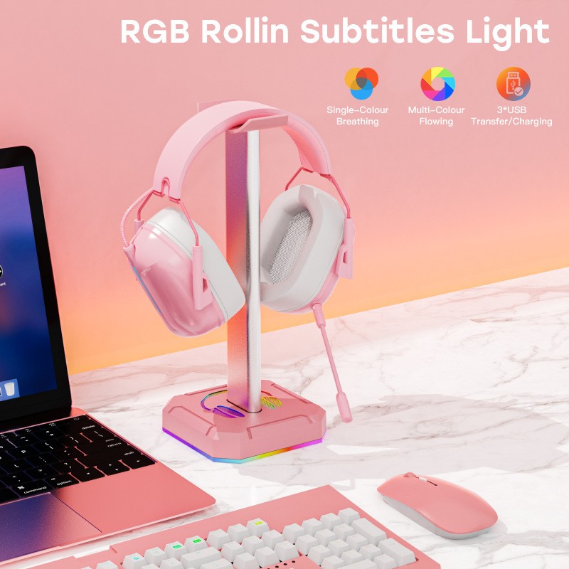 ZUOYA RGB Headphone Stand – USB Gaming Headset Holder for E-Sports & Desktop Setup