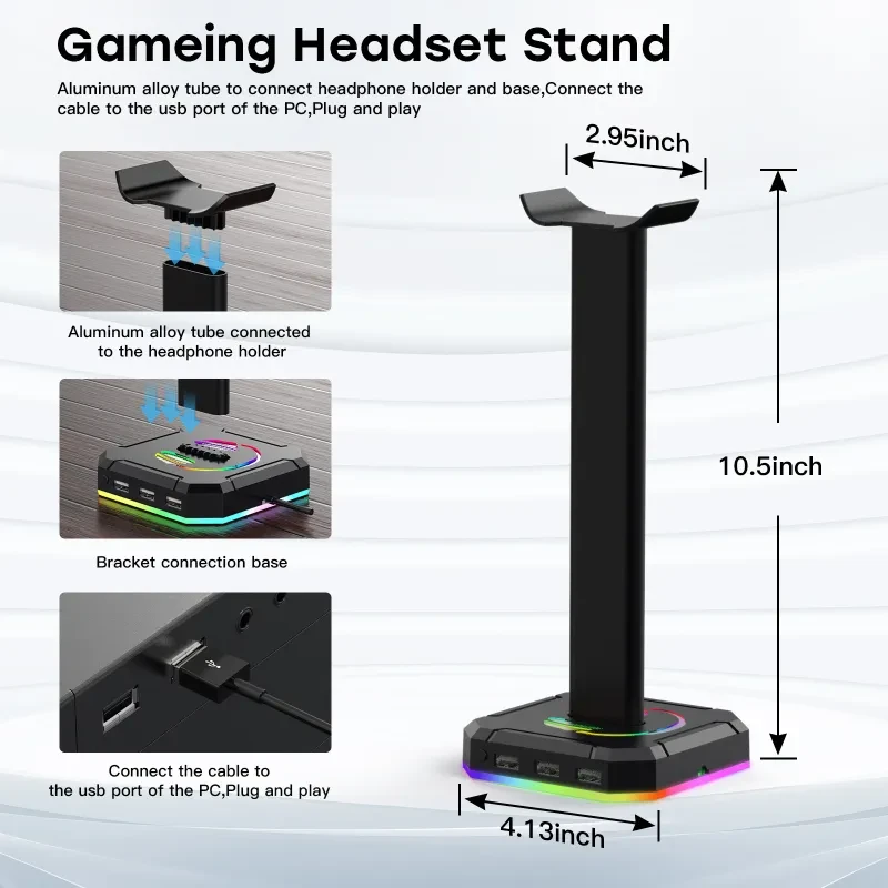 ZUOYA RGB Headphone Stand – USB Gaming Headset Holder for E-Sports & Desktop Setup