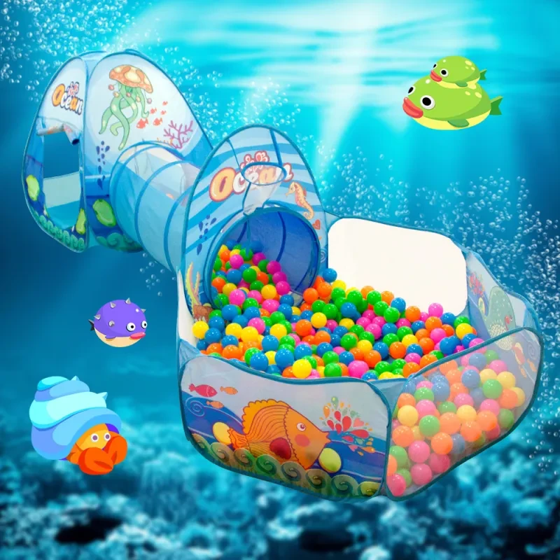3 in 1 Baby Crawl Tunnel Tent Set β Foldable Play Tent for Kids with Tunnel & Ball Pit