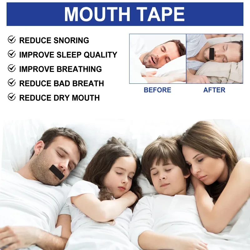 Anti-Snoring Sleep Mouth Tape – Breathable Closed Mouth Strips for Snore-Free Sleep