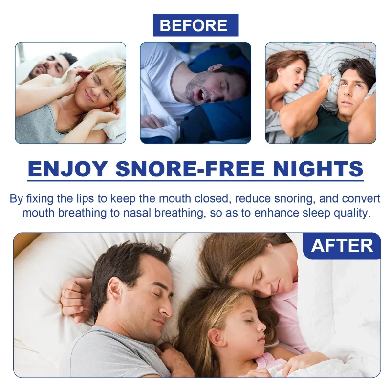 Anti-Snoring Sleep Mouth Tape – Breathable Closed Mouth Strips for Snore-Free Sleep