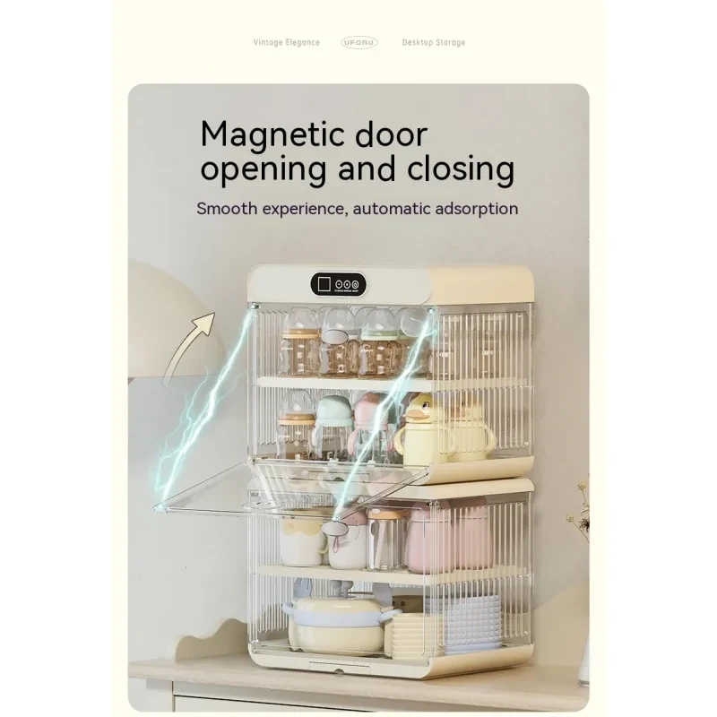 Baby Bottle Storage Cabinet – Sterilizing, Drying & Draining Organizer for Feeding Bottles