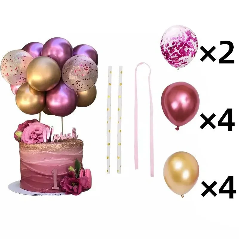 Birthday Party Printed Balloons – Latex Balloons with Ribbon, Glue Dot & Sticks