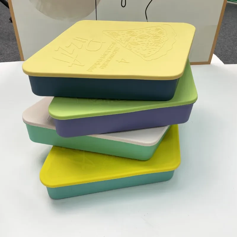 Silicone Pizza Slice Storage Box – Triangle Food Container with Lid & Trays for Fridge, Microwave & Lunch Use