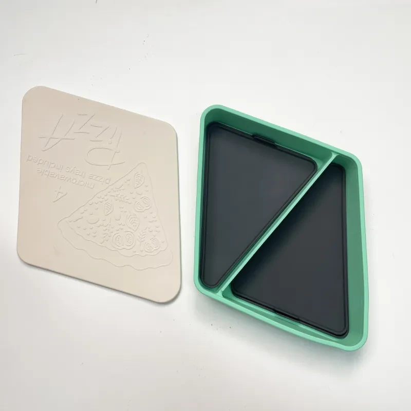 Silicone Pizza Slice Storage Box – Triangle Food Container with Lid & Trays for Fridge, Microwave & Lunch Use
