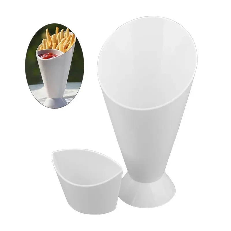 2-in-1 Snack Cone Dip Cup – French Fries & Sauce Holder | Oblique Tableware Kitchen Serving Cup