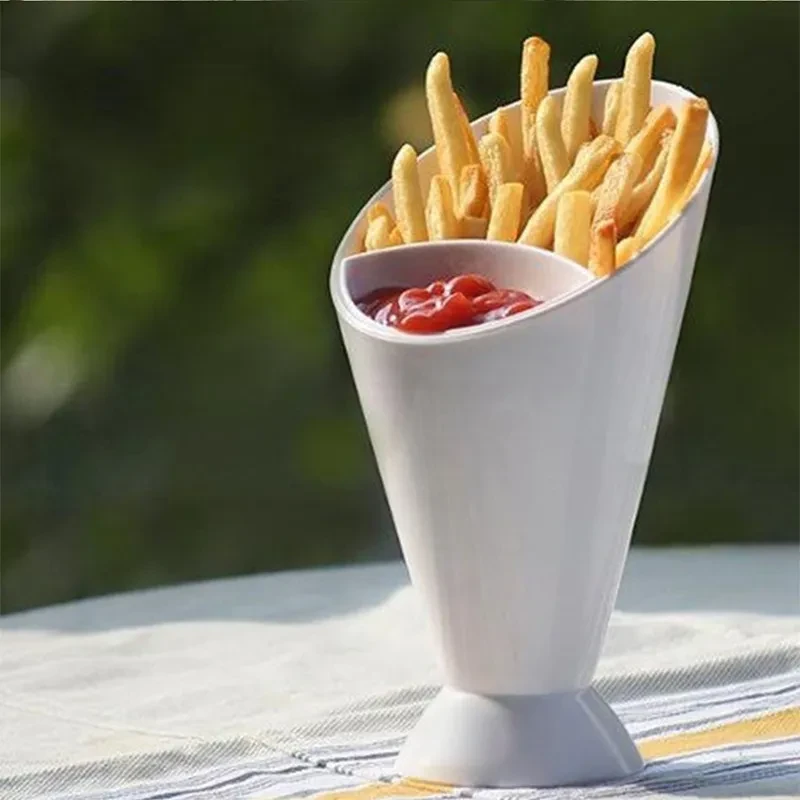 2-in-1 Snack Cone Dip Cup – French Fries & Sauce Holder | Oblique Tableware Kitchen Serving Cup