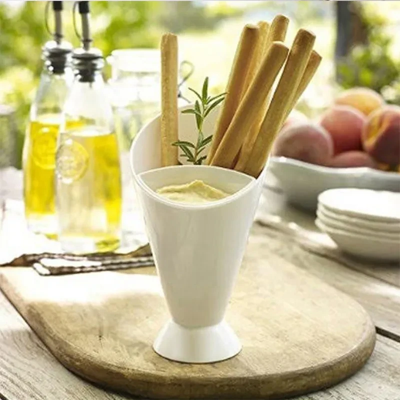 2-in-1 Snack Cone Dip Cup – French Fries & Sauce Holder | Oblique Tableware Kitchen Serving Cup