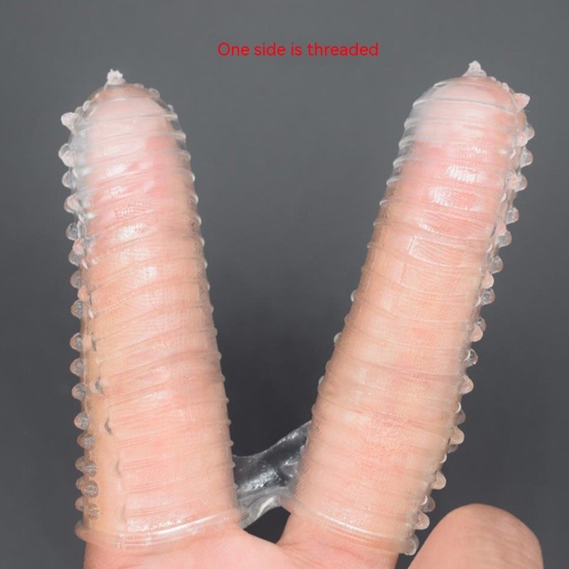Double Finger Stall Silicone Sleeve – Barbed Crystal Texture Couple’s Intimate Toy