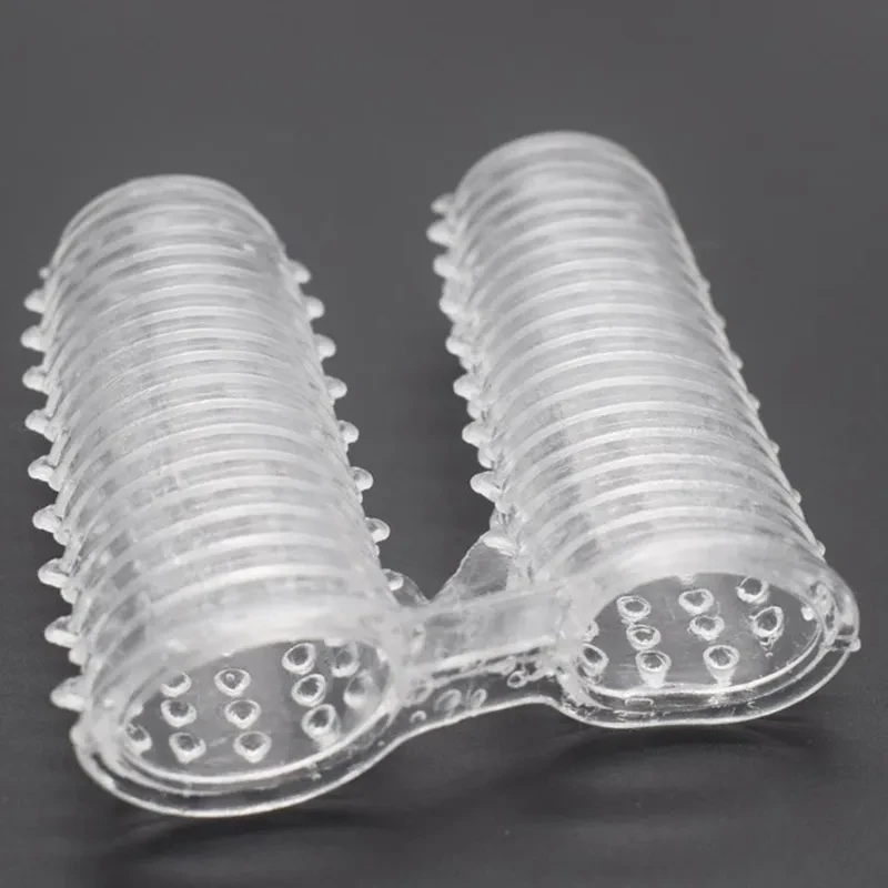 Double Finger Stall Silicone Sleeve – Barbed Crystal Texture Couple’s Intimate Toy