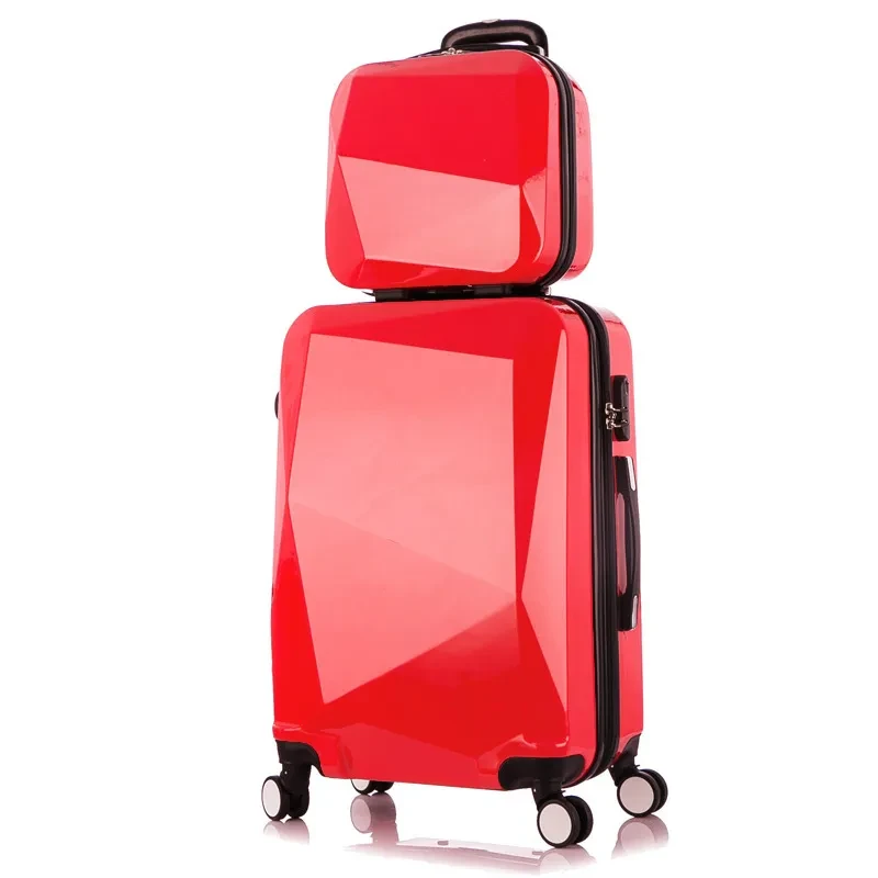 Diamond Pattern Hard Shell Trolley Luggage β 20 ABS Travel Suitcase with USB Port & Swivel Wheels