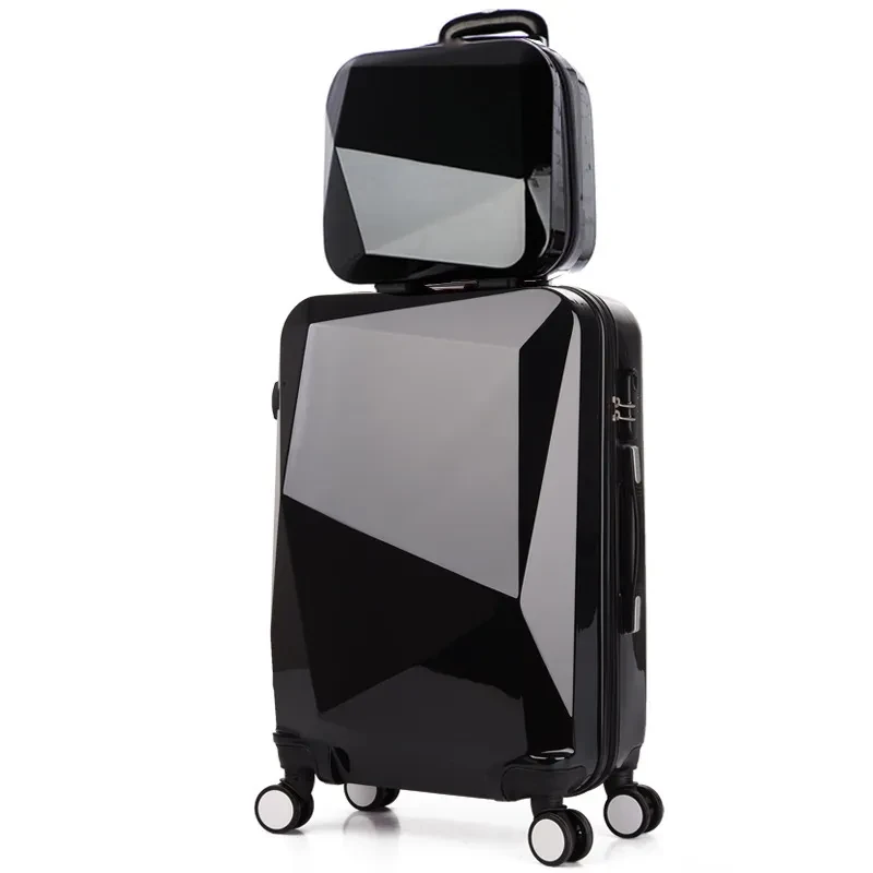 Diamond Pattern Hard Shell Trolley Luggage β 20 ABS Travel Suitcase with USB Port & Swivel Wheels