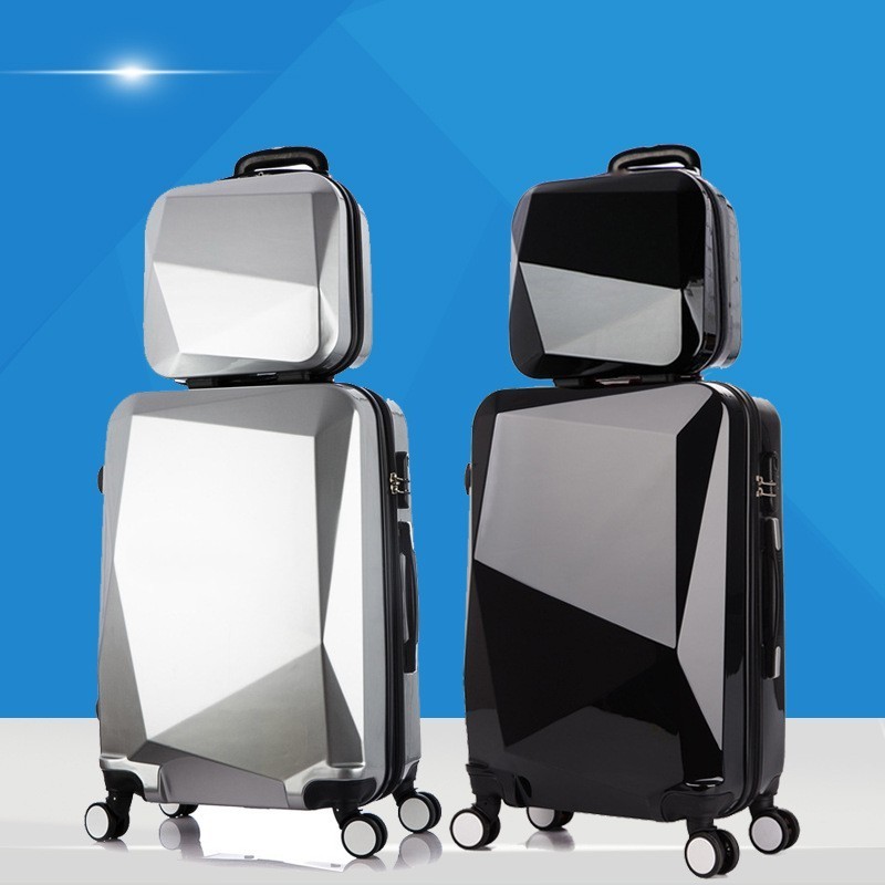 Diamond Pattern Hard Shell Trolley Luggage β 20 ABS Travel Suitcase with USB Port & Swivel Wheels
