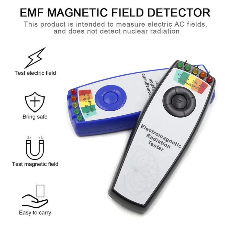 EMF Magnetic Field Radiation Detector – Portable Radiation Test Instrument with 5-LED Indicator
