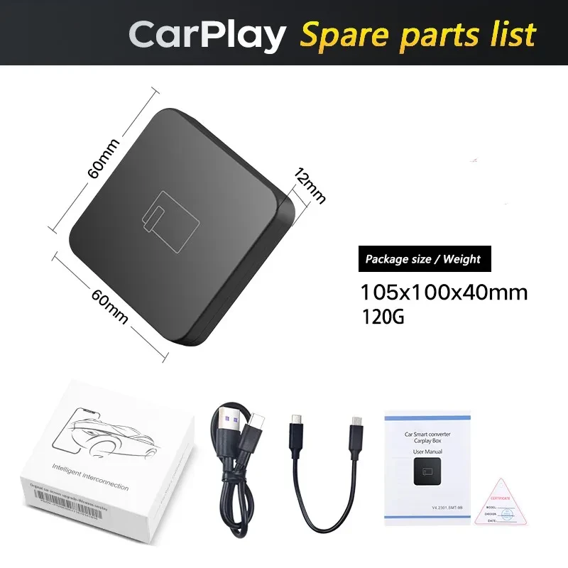 Wireless CarPlay Adapter – Convert Wired CarPlay to Wireless via USB, Plug & Play