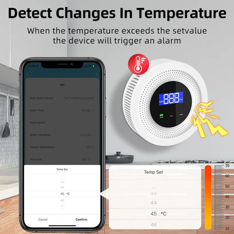 Smart WIFI Gas Leak Detector – Wireless Natural Gas & Methane Alarm with App Control