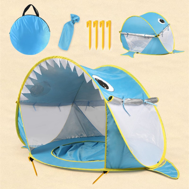Kids Outdoor Beach Tent – Camouflage Shark Style Pop-Up Tent for Kids