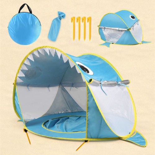 Kids Outdoor Beach Tent – Camouflage Shark Style Pop-Up Tent for Kids