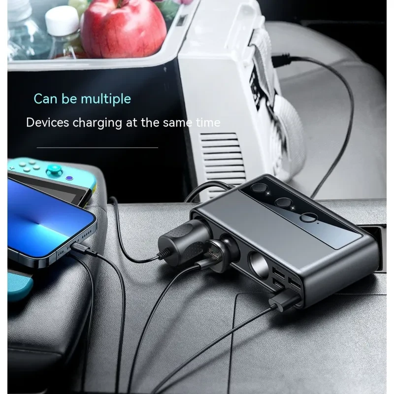 Multi-Port Car Charger with Cigarette Lighter Splitter – 154W QC3.0 + PD Fast Charging Adapter