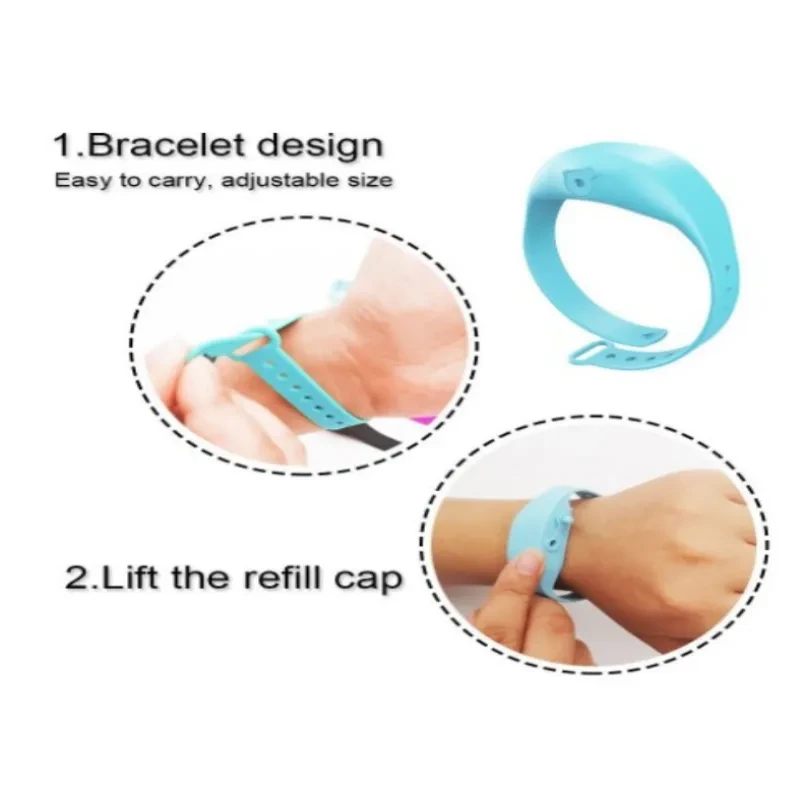 Hand Sanitizer Bracelet – Refillable Silicone Wristband Dispenser