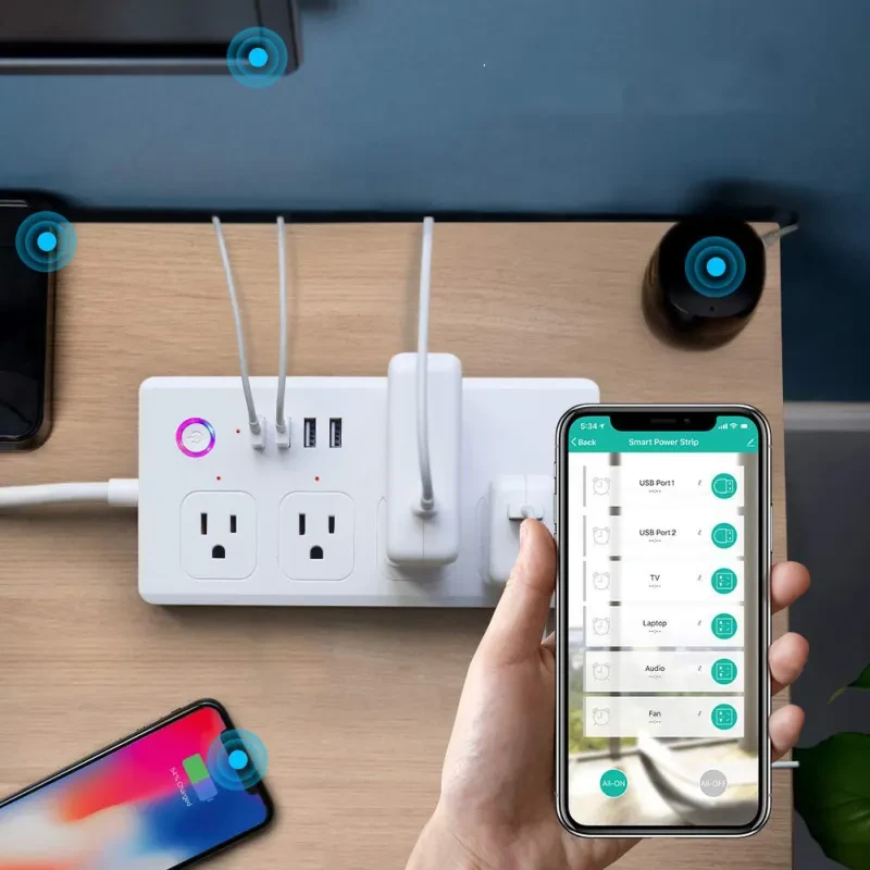 American Standard WiFi Smart Socket – Remote Control Power Strip with 4 USB & 4 Outlets