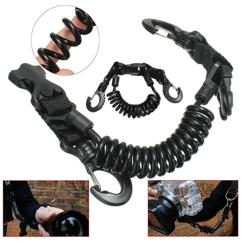 Diving Double Hook Spring Wire Rope – Quick Release Scuba & Kayak Lanyard for Underwater Equipment