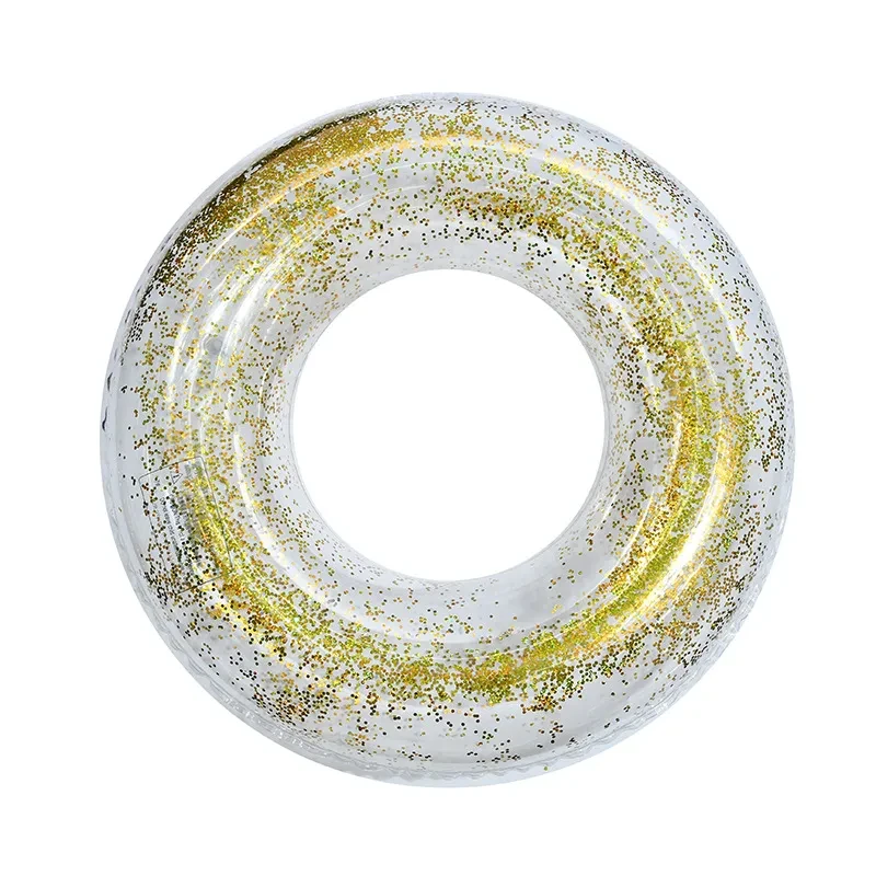 Transparent 60cm Sequined Inflatable Swimming Ring – Thickened PVC Pool Float for Adults