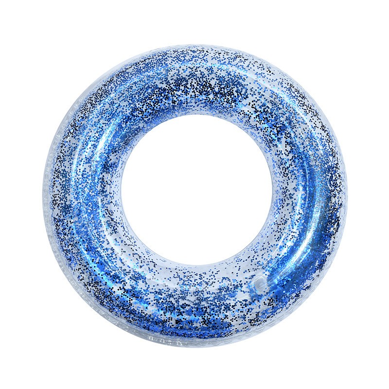 Transparent 60cm Sequined Inflatable Swimming Ring – Thickened PVC Pool Float for Adults