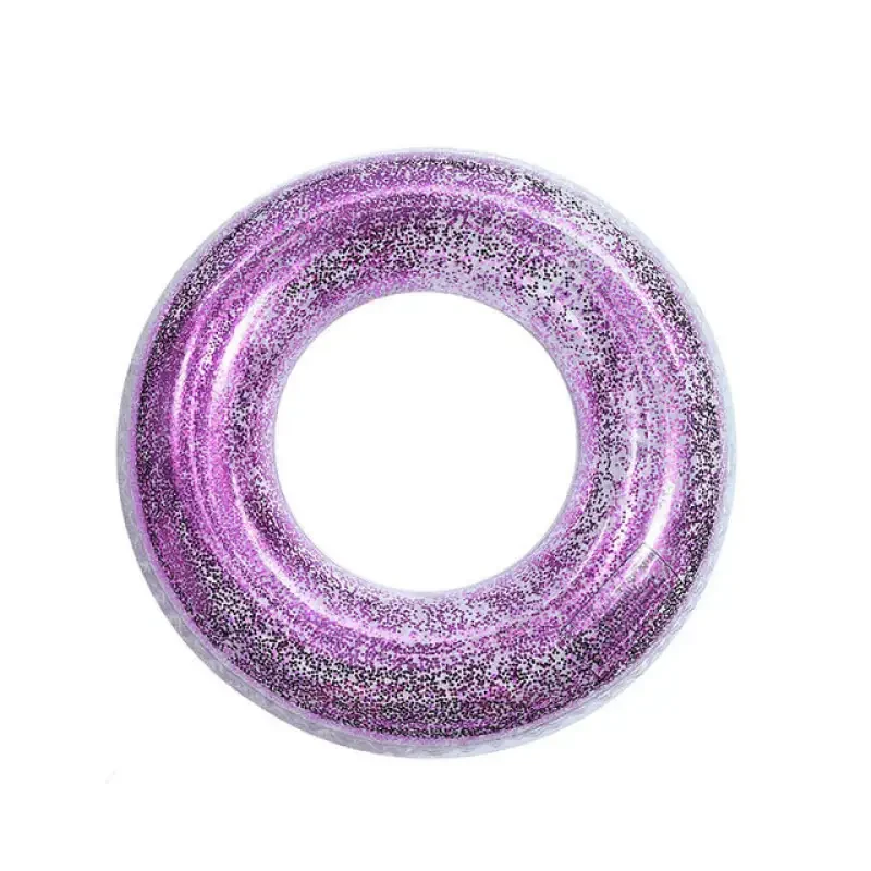 Transparent 60cm Sequined Inflatable Swimming Ring – Thickened PVC Pool Float for Adults